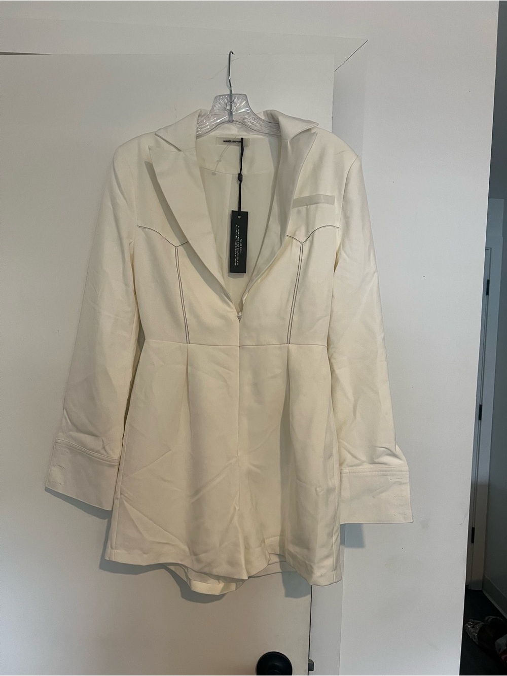 Maniere De Voir Off-White Tailored Blazer Romper